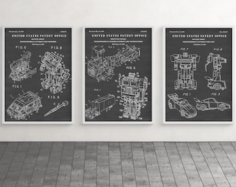 Autobots Patent Wall Art, Boys Room Decor, Sci-Fi Inventions Blueprint Poster, Set Of 3 Prints