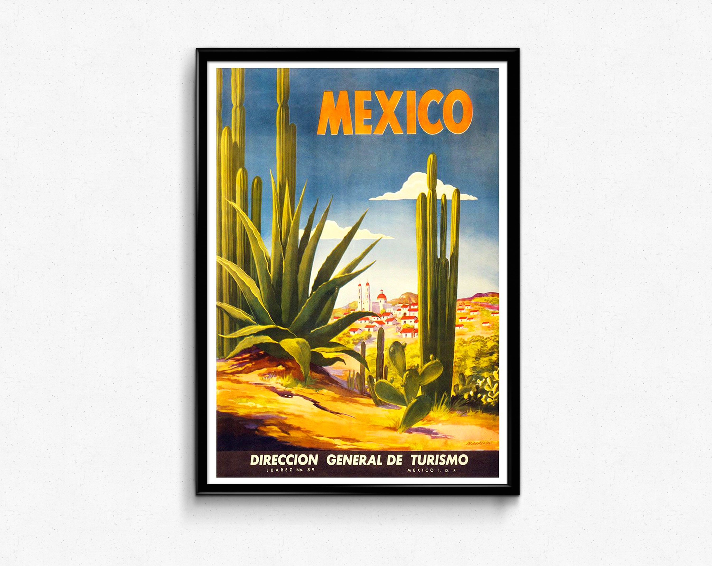 Mexico Wall Art, Vintage Travel Posters, Mexican Decor, Set of 2 Prints ...