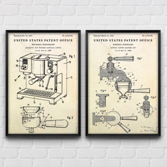 Detailed drawing of a 1903 espresso machine patent