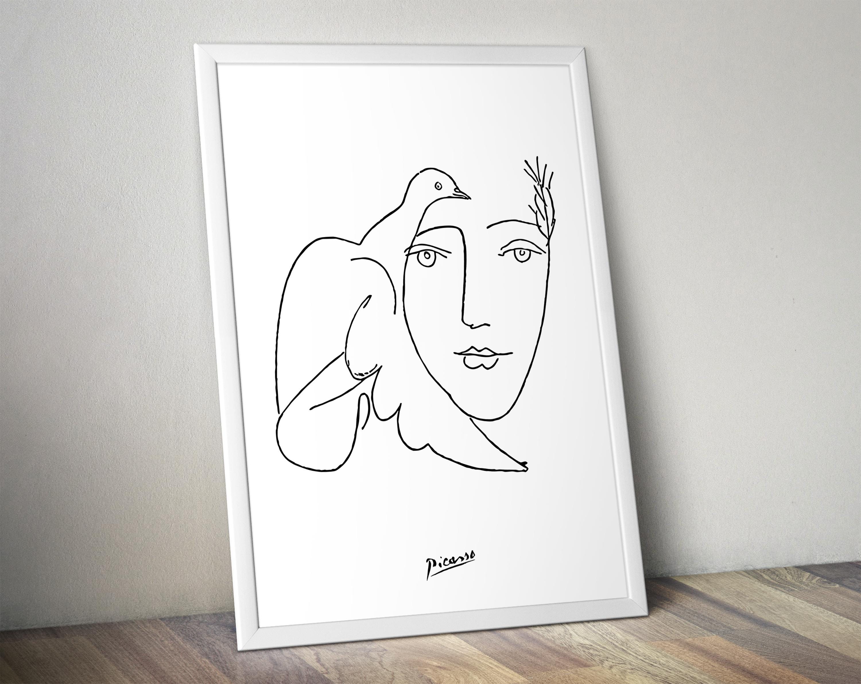 Pablo Picasso Line Art Sketches, Modern Wall Decor, Minimalist
