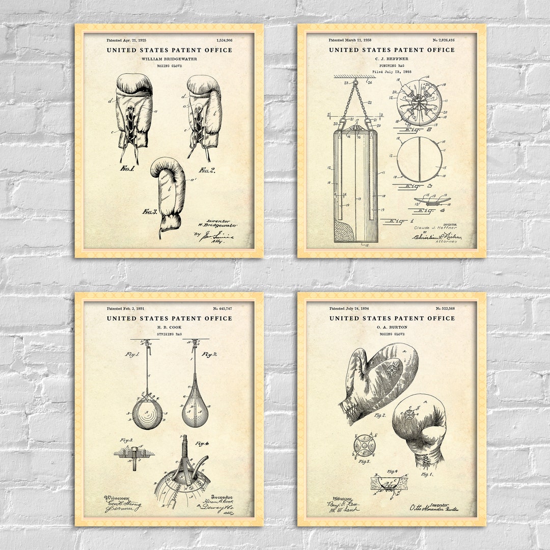 Boxing Gloves, Punching Bag Patent Wall Art, Boxing Coach, Boxer Gift ...
