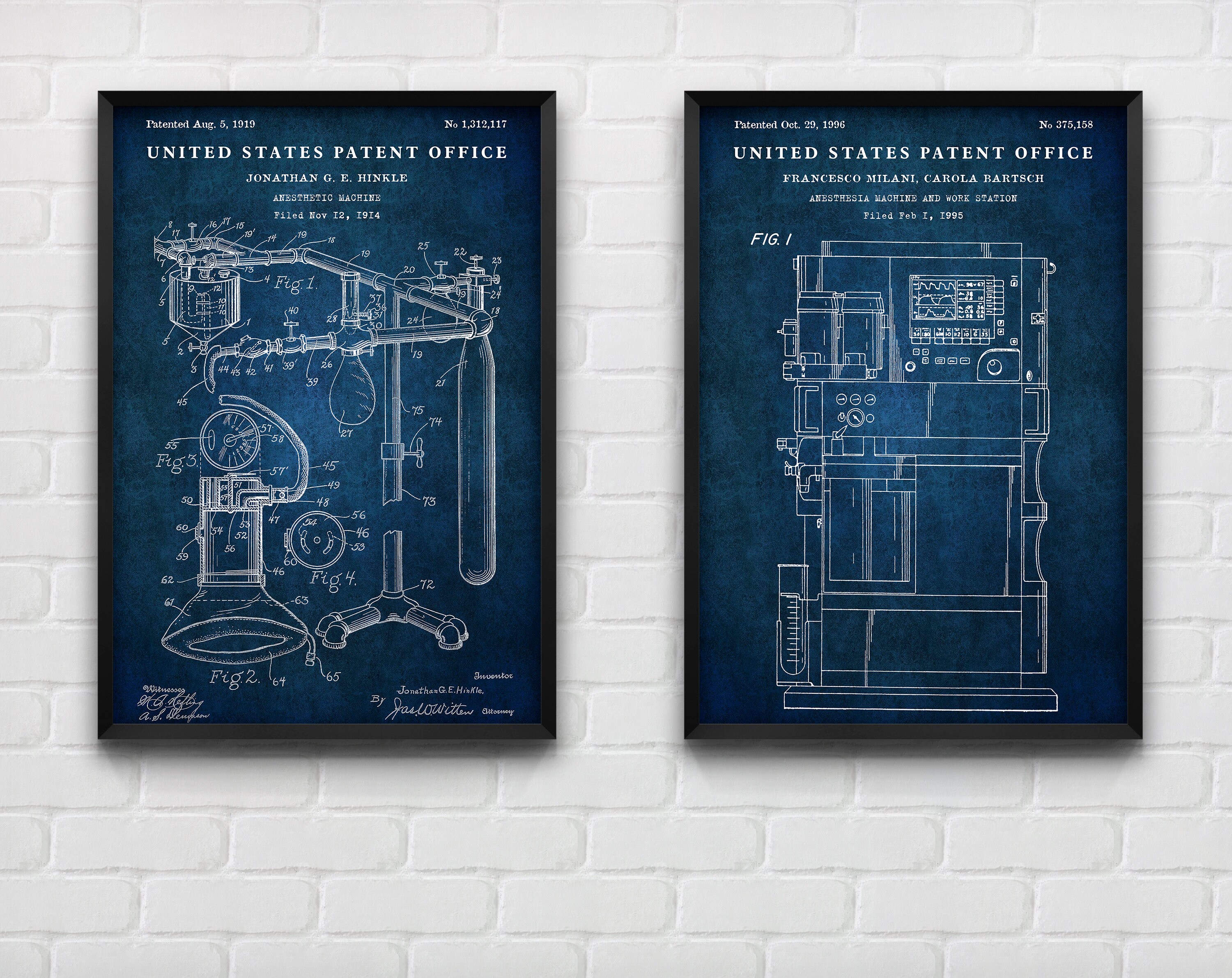 Hospital Inventions Anesthesia Machine Evolution Patent Wall Art, Anaesthetic Machine ...
