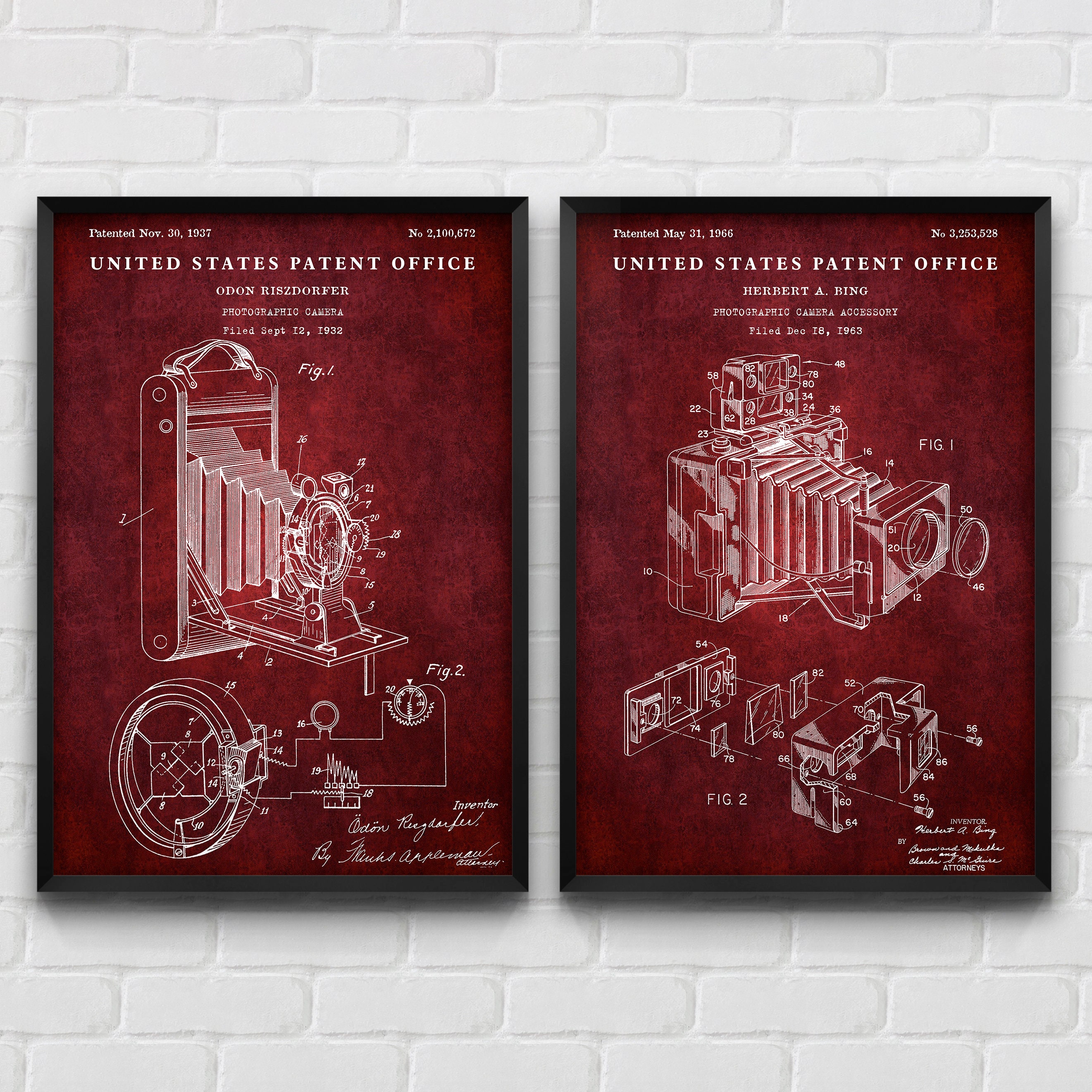Impression Murale Sur Toile - Blueprint Vintage D'appareil Photo Rétro, Couleur Bleue, Style Moderne Bold Bloc Design