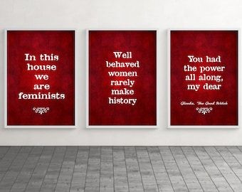 Feminist Wall Art, Empowered Women Quotes Poster, Inspirational Gift, Feminism Decor, Set of 3 Prints