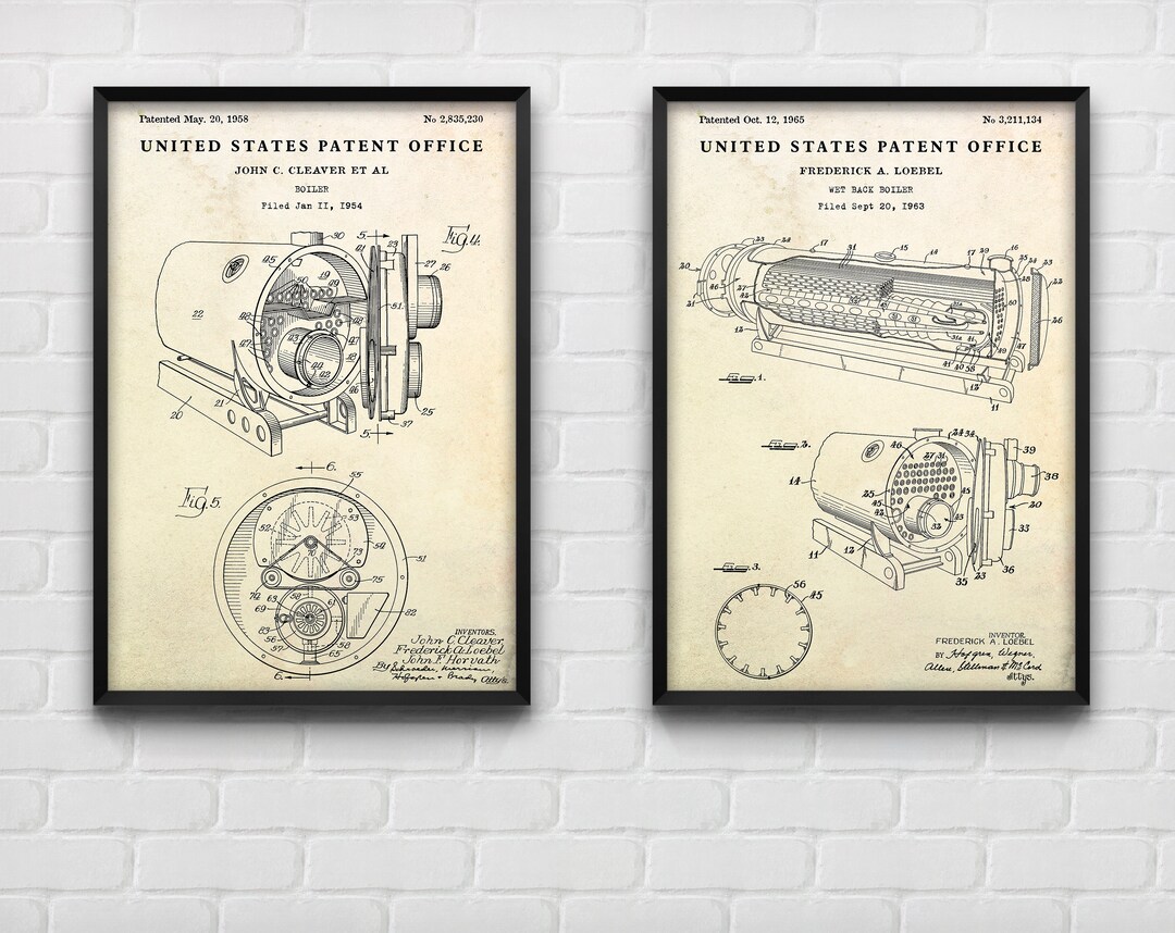 Boiler Patent Prints Heating Inventions Engineer Gift - Etsy