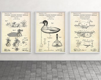Duck Decoy Patent Wall Art, Blueprint Poster, Hunter Gift, Lodge Decor