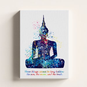 Buddha Quote Wall Art Print, Buddhism, Yoga Room, Meditation Decor, Enlightenment Zen Poster, Buddhist Gift, Wrapped Canvas Ready to Hang