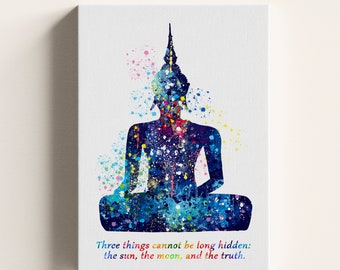 Buddha Quote Wall Art Print, Zen Meditation Decor, Enlightenment Poster, Buddhist Gift, Wrapped Canvas