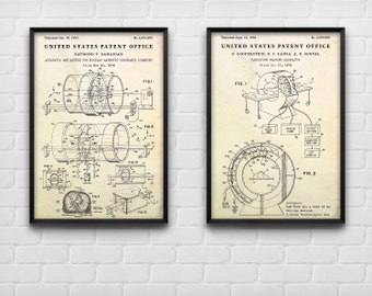 MRI & CT Scan Machine Patent Posters, X-Ray Diagnostics Inventions, Computed Tomography Blueprint Wall Art, Set Of 2 Prints