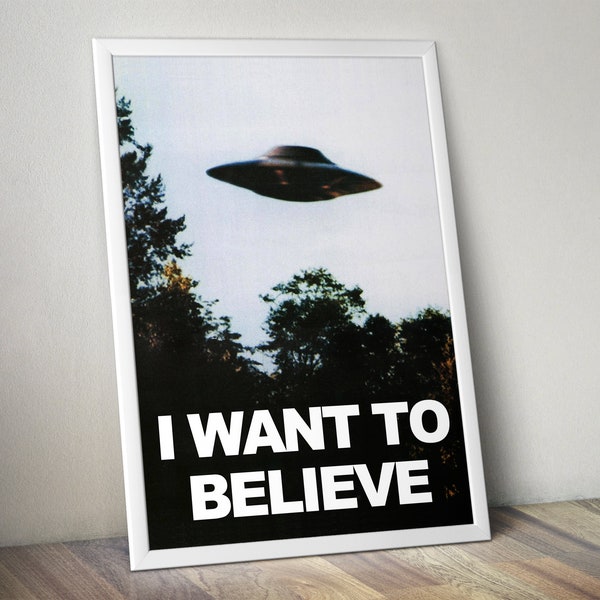 I Want To Believe, UFO Rare Poster, Vintage Sci-Fi Movie Print, Alien Wall Art, Retro Decor, Gift for Friends, Ready to Hang Canvas