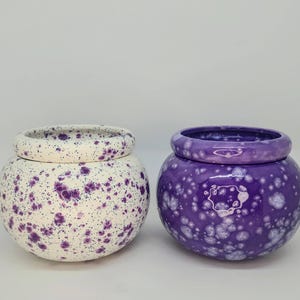 Two African Violet Pots - Small Size - Self Watering Planter - Ceramic Handmade - Crystal Glazed - Ready to Ship