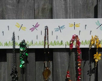 Wood Jewelry Display - Dragonflies - Necklace Organizer - Free Shipping