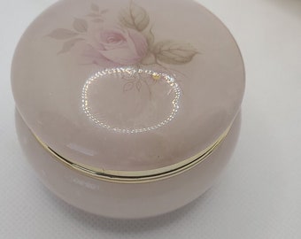 Vintage Genuine Alabaster Dresser Jewelry Dish From Nordstrom Pink Rose 2.5 Italy Hing