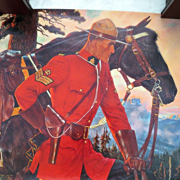 Vintage Arthur Friberg Print Canadian Mounted Police 1950s