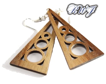Wood Earring,Geometric,Triangle Earring, Dangle Earring, Natural Wood Jewelry, Great Gift Idea, Reclaimed Hardwood