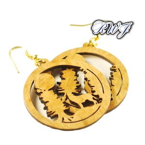 Wolf Lover, Wolf Earring, Wildlife Collection, Hoop Earring, Natural Wood Earring, Exotic Hardwood, Gift,