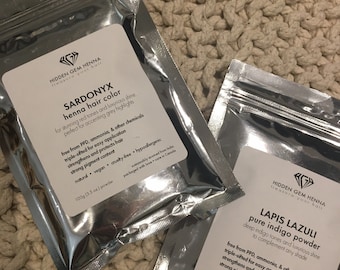 BLACK ONYX Henndigo Pulver Kit (henna + indigo) Örthårfärg 200g till 600g