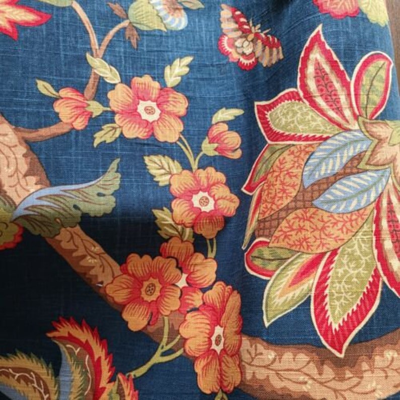 Jaclyn Smith Home the Tree of Life Blue Navy Floral Fabrics Etsy