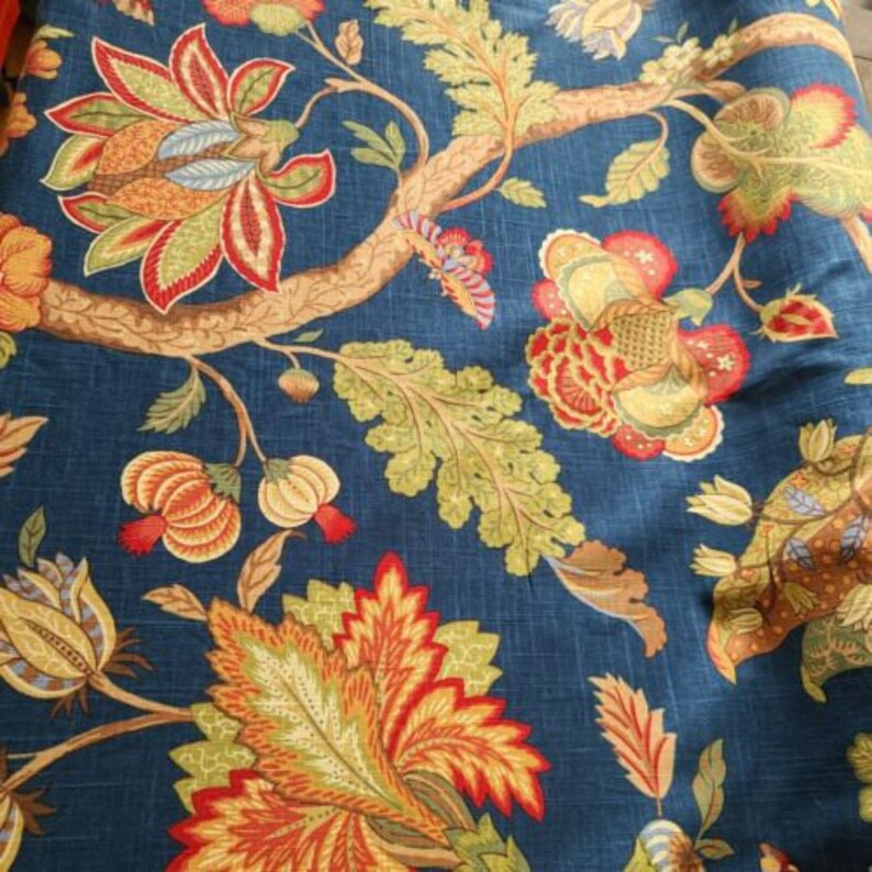 Jaclyn Smith Home the Tree of Life Blue Navy Floral Fabrics Etsy