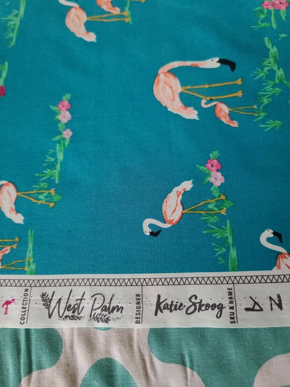 Art Gallery West Palm Flamingos Cotton Fabric Remnant 1yd X 44 Etsy