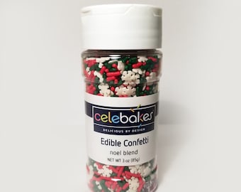 Noel Blend 3 oz. Edible Confetti Sprinkles Cake Cupcake Cookies Ice Cream Christmas Holiday Winter Santa Quins