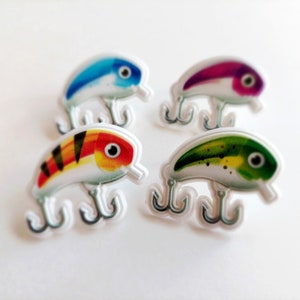 24 Fishing Lure Assortment Cupcake Rings Party Favors Cake Toppers  Decorations Father's Day Boating Fish 