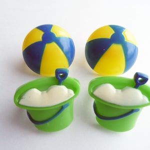 24 Beach Ball and Pail Cupcake Rings Cake Toppers Summer Lake