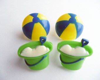 24 Beach Ball and Pail Cupcake Rings Cake Toppers Summer Lake