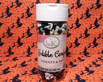 Ghosts and Bats 2.4 oz. Edible Confetti Sprinkles Cake Cupcake Cookies Ice Cream Halloween Quins