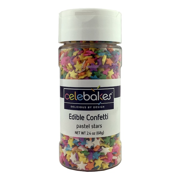 Pastel Stars Confetti 2.4 oz.  Edible Confetti Sprinkles Cake Pops Cupcake Cookies Ice Cream Easter