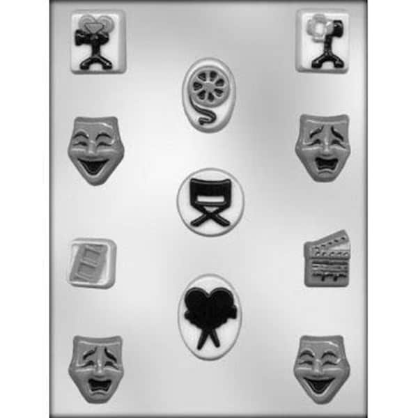 Theater Assortment Chocolate Mold Fondant Soap Crafts Comedy and Tragedy