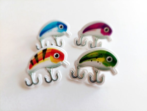 24 Fishing Lure Assortment Cupcake Rings Party Favors Cake Toppers