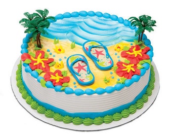 Flip Flop Magnets Cake Decorating Kit Topper Decoration Luau Beach Summer