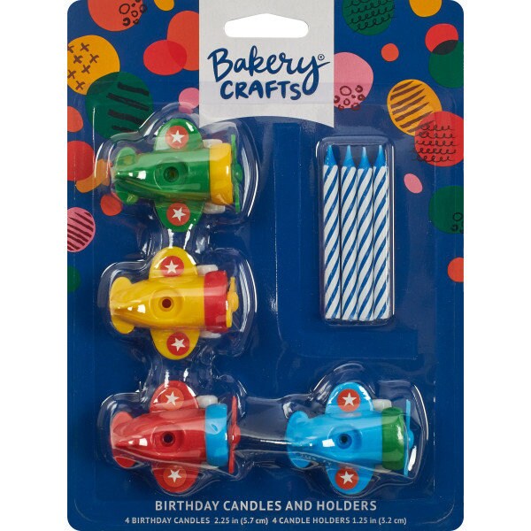 Set of 4 Airplane Cake Candle Holders Toppers Decorations Party Supplies Favors