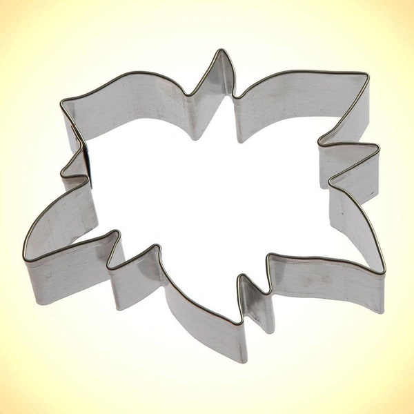 Metal 3.5" Christmas Poinsettia Cookie Cutter Holiday Tin Plated Fondant Stocking Stuffer Metal Steel