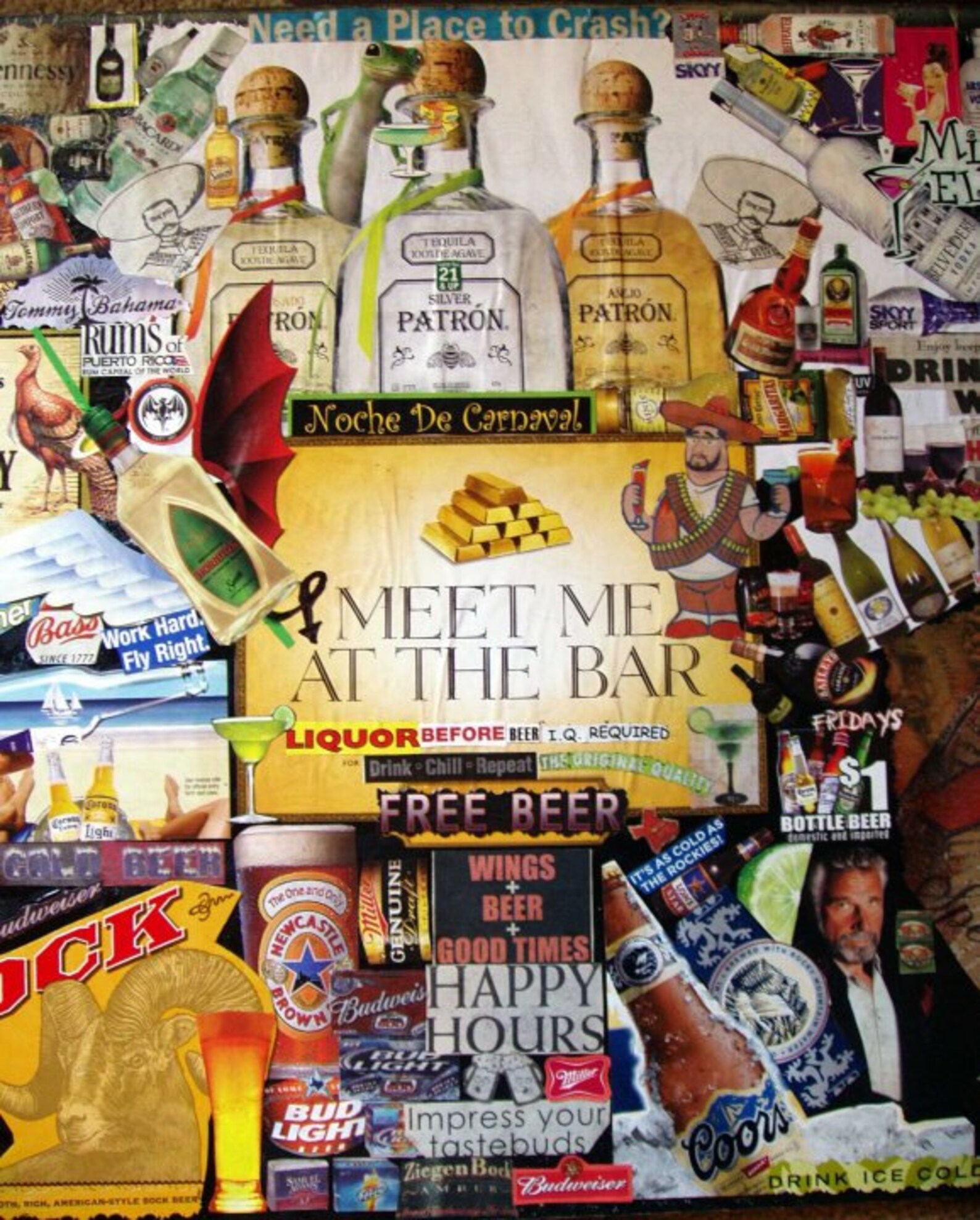 Meet Me At The Bar Collage Gallery Wrapped Canvas Giclee Print Etsy