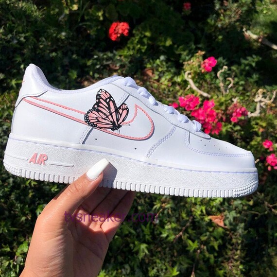custom air force 1 pink butterfly