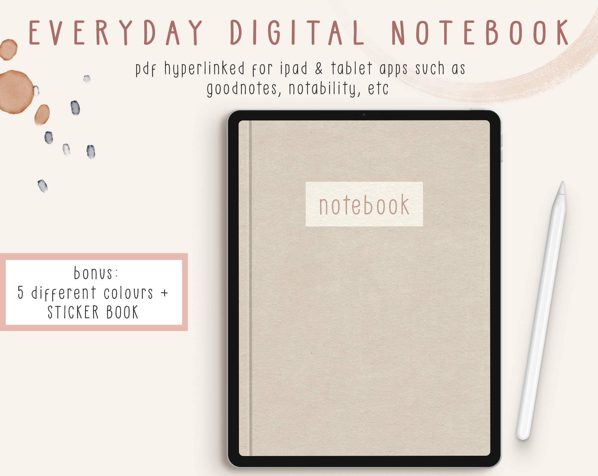 Everyday Digital Notebook Hyperlinked links/tabs Etsy