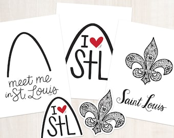 I Love St. Louis Bundle; St. Louis Stickers; St. Louis Prints