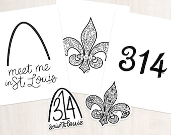 St. Louis B&W Bundle; St. Louis Stickers; St. Louis Prints