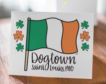 Dogtown Irish Flag & Shamrocks Card; Saint Louis Card; STL Card; Hand Lettered Card; Hand Drawn Card; A6 Card