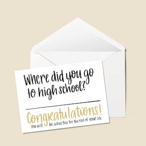 Where did you go to high school? Graduation Card - Hand Lettered Card - Confetti