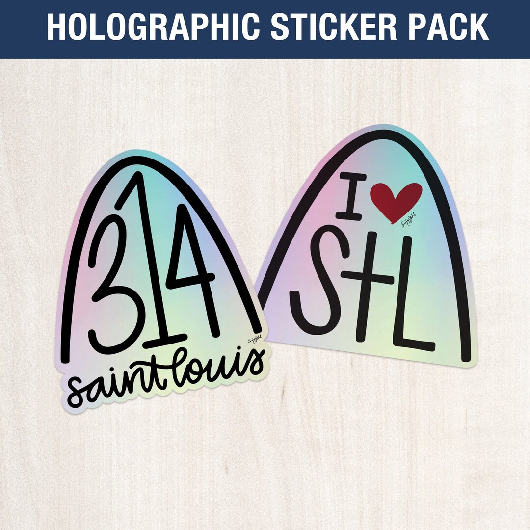 Holographic Sticker Pack; I Heart STL; 314 Saint Louis; STL Hand ...