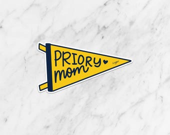 Priory High School - Mom Pennant Sticker; St. Louis High School Mom Sticker