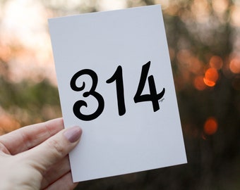 314; Saint Louis 314 Card; 314 Card; Saint Louis Card; STL Card; Hand Lettered Card; Hand Drawn Card; A6 Card