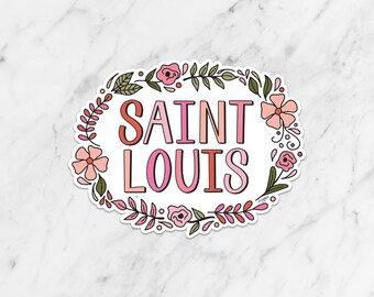 St. Louis Wreath Sticker, St. Louis Sticker; Hand Drawn Sticker; Saint Louis Sticker; Hand Lettered; Hand Drawn
