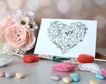 Color Your Own Card | Valentine Icons | Valentine's Day Card | Hand Drawn Card