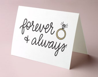 Forever & Always Card - Engagement - Wedding Card | Hand Drawn Card