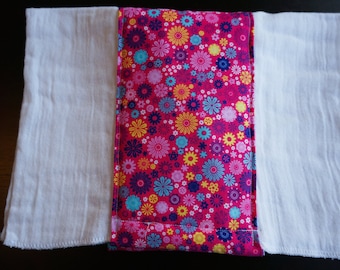 Pink Flowers Burp Cloth