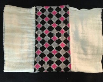 Pink, Gray, Black Geometric Burp Cloth
